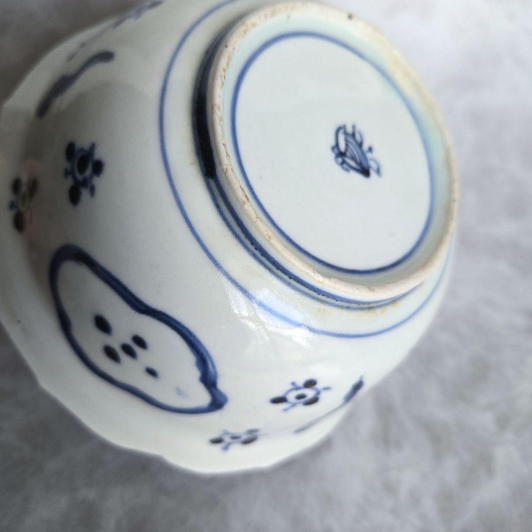 古伊万里　芙蓉手　向付　深鉢　江戸時代　染付　魚　金直し　金継ぎ　アンティーク