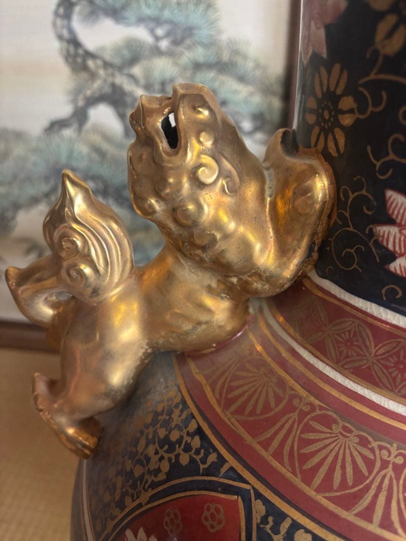 【九谷焼陶正造‼️】大花瓶　大壷　飾壷花瓶 花器 骨董品 飾壺 置物 壺 古美術品