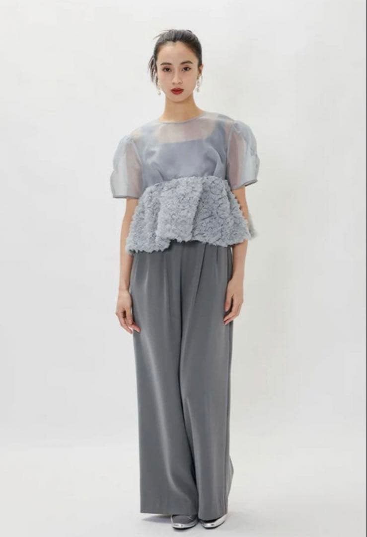 ANDRESD nianaスウェルペプラムセットアップパンツドレス グレー M