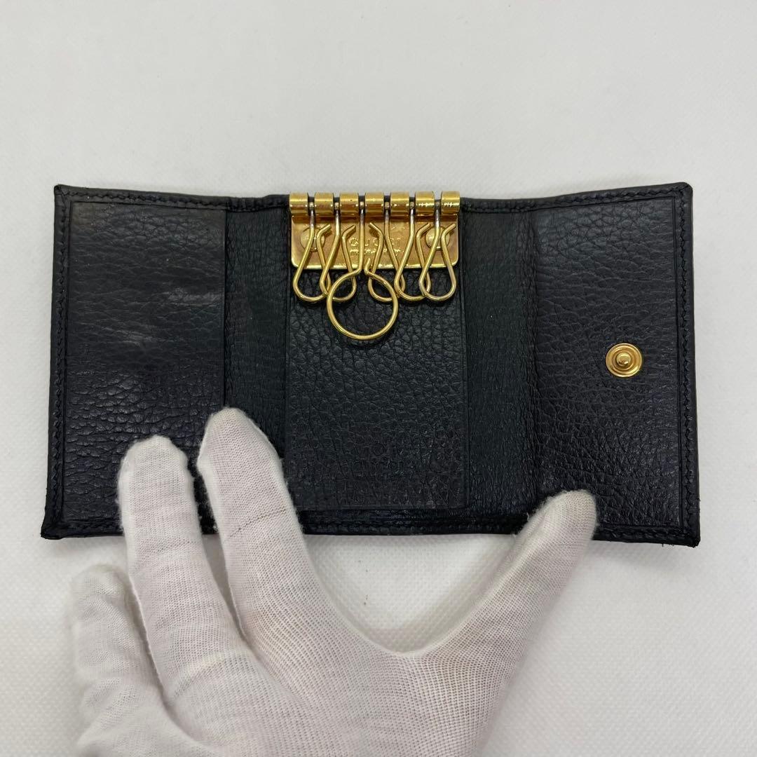 【美品/箱付き】グッチ 456118・0959 GGマーモント キーケース 黒