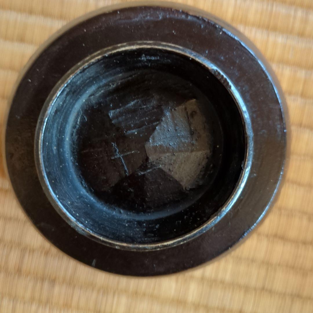 黒い木製の丸型椀　骨董品
