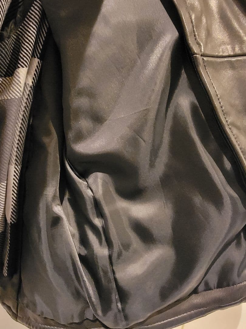 ブラックレーベルクレストブリッジ レザーダブルライダース黒 L