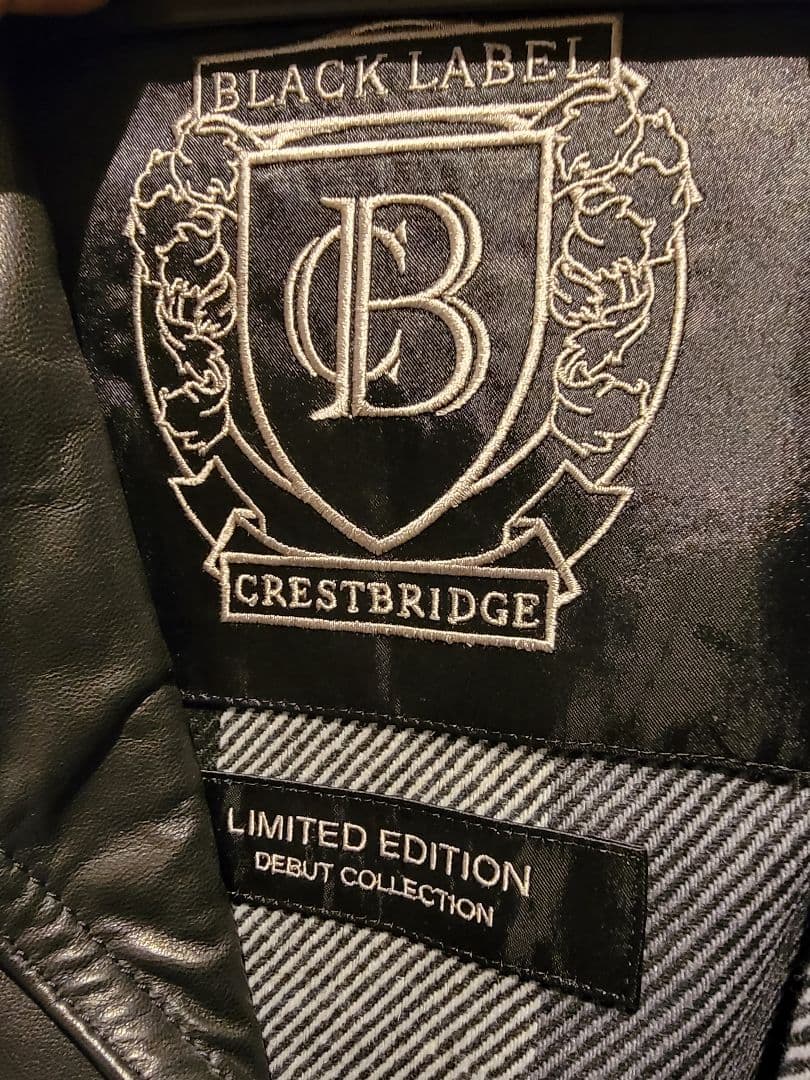 ブラックレーベルクレストブリッジ レザーダブルライダース黒 L