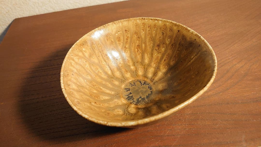 古九谷　須田靑華　靑華　初代須田靑華　伊羅保茶碗　黄瀬戸　抹茶碗　蔵出し　１客