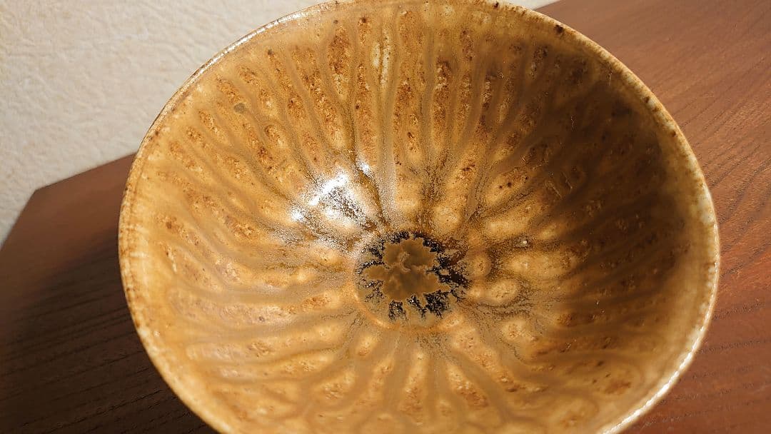 古九谷　須田靑華　靑華　初代須田靑華　伊羅保茶碗　黄瀬戸　抹茶碗　蔵出し　１客