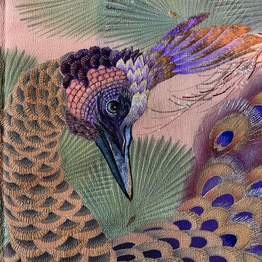 【最終お値下げ】アンティーク振袖 孔雀と松文様ヴィンテージリメイク豪華高級