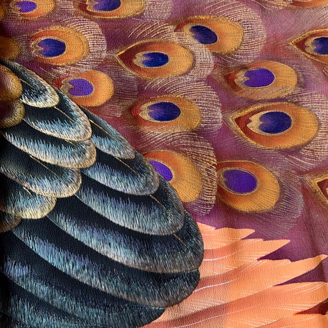 【最終お値下げ】アンティーク振袖 孔雀と松文様ヴィンテージリメイク豪華高級