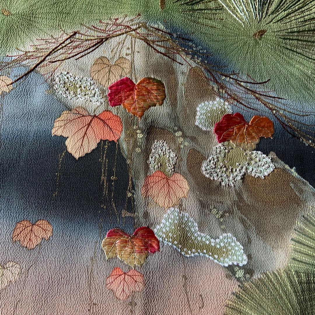 【最終お値下げ】アンティーク振袖 孔雀と松文様ヴィンテージリメイク豪華高級