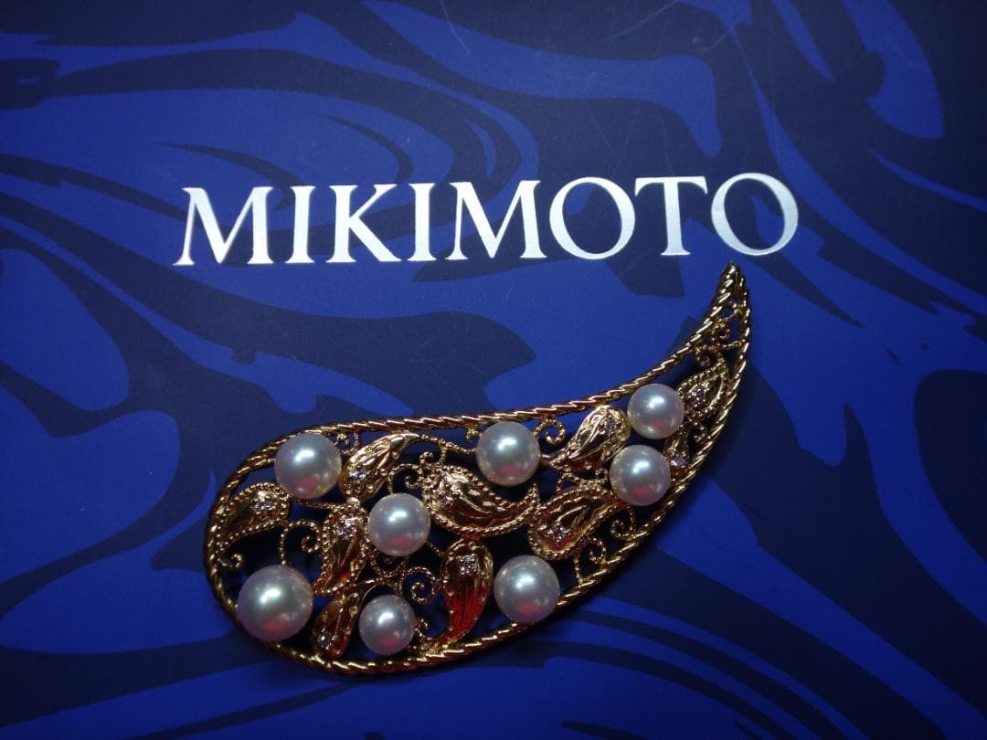 ミキモト MIKIMOTO ダイヤ＆K18＆パールブローチ