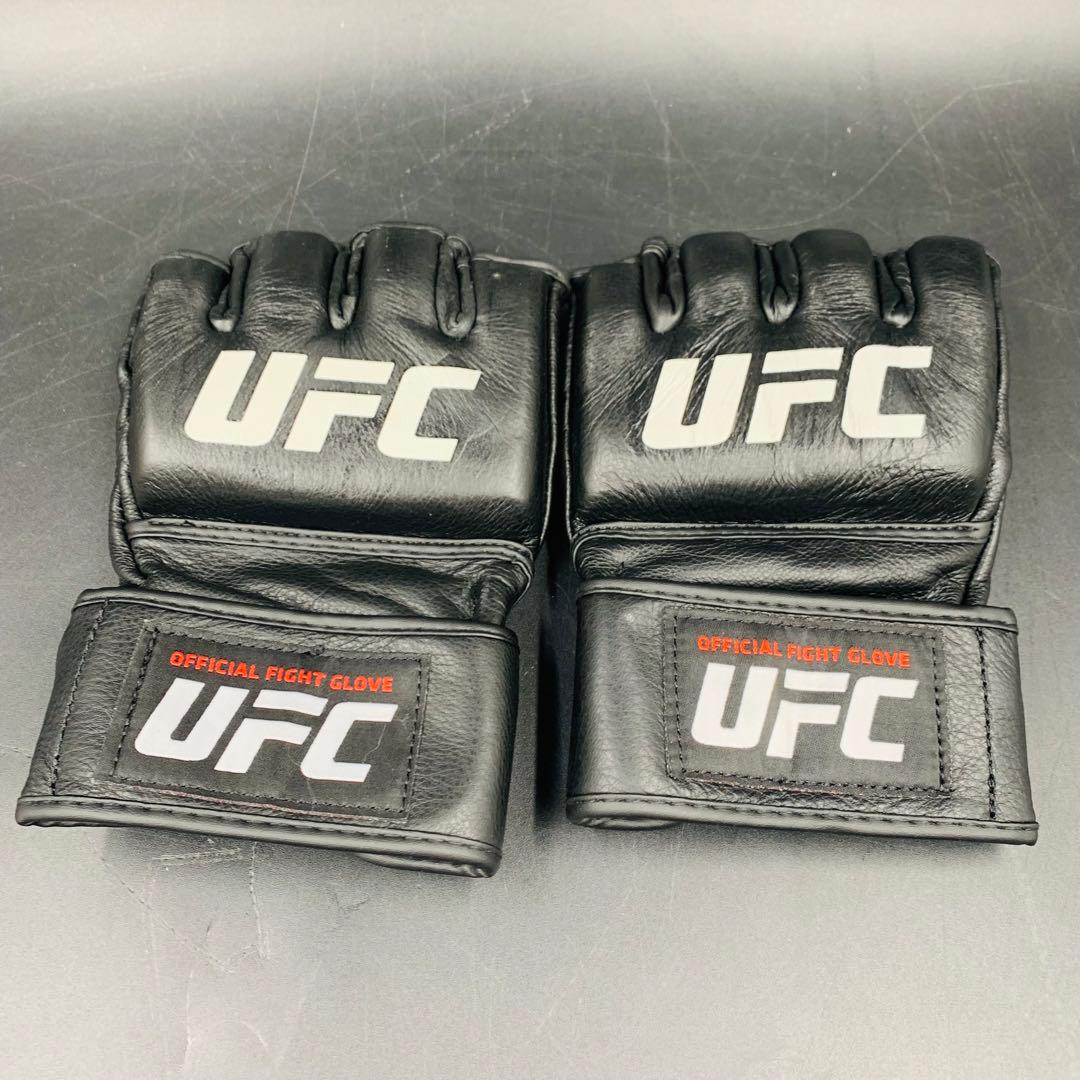 a296 UFC オフィシャルファイトグローブ　黒　ブラック　オープンフィンガー