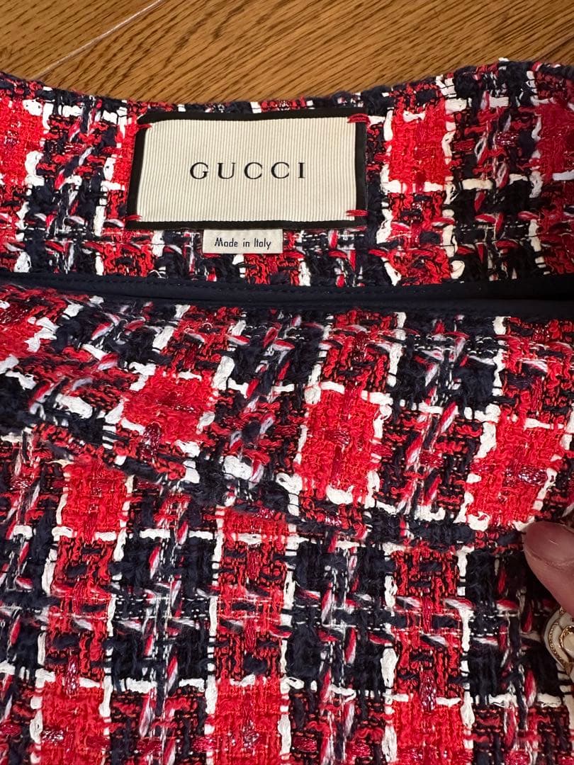 GUCCI チェック柄 ツィードひざ丈スカート