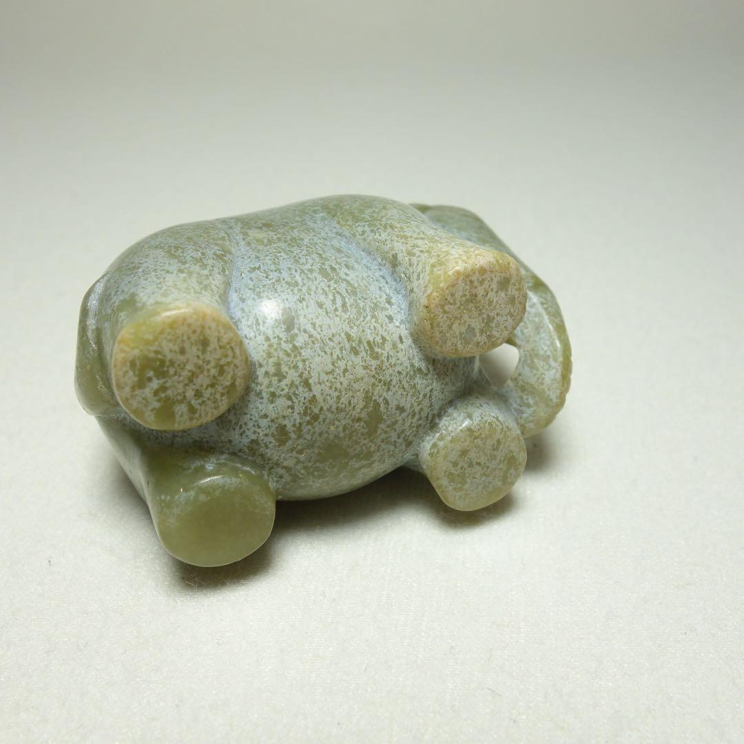 置物 彫刻 漢時代 和田玉 大象把件　中国美術・古美術・玉器　C1A113