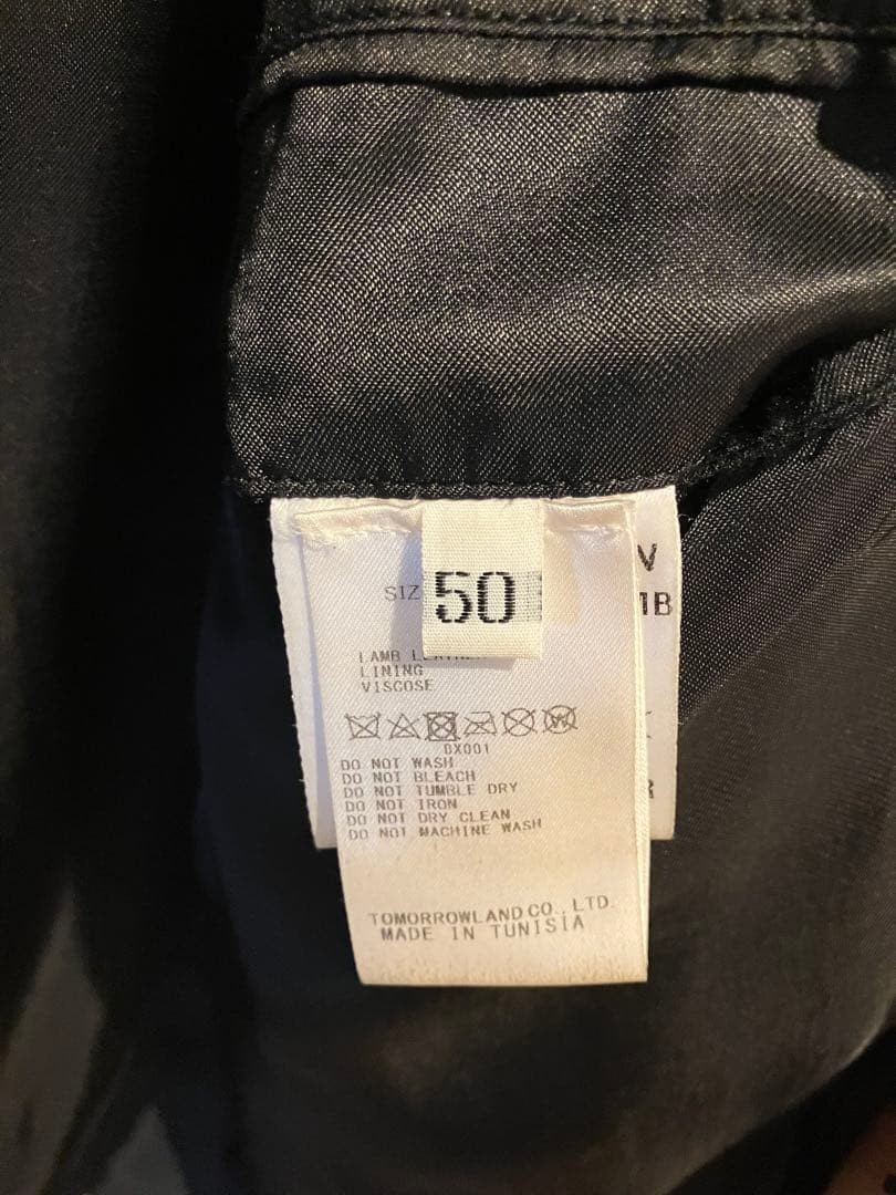 別注 DENIM×TOMORROWLAND 黒 羊皮 サイズ50