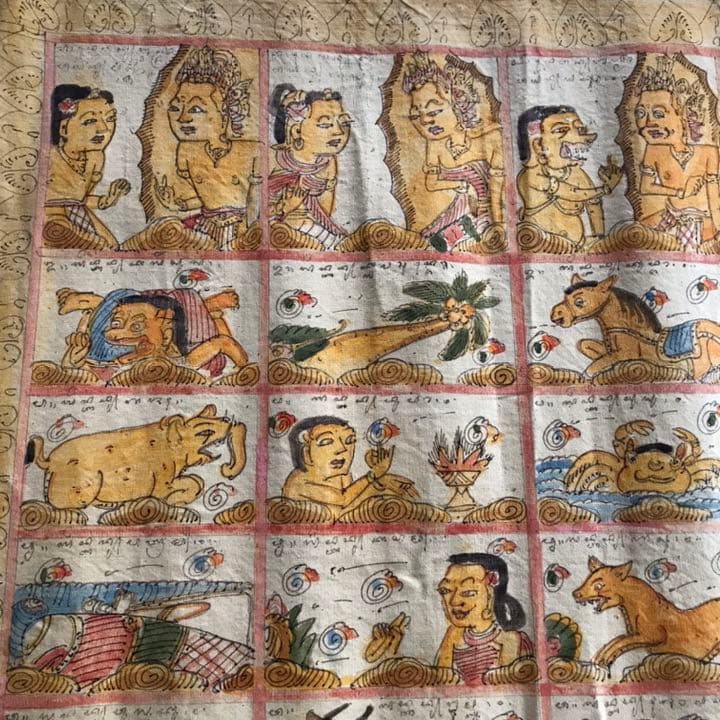 インドネシア　バリ島カマサン絵画様式　バリ暦(オトナン)カレンダー