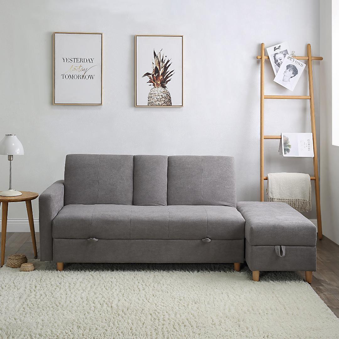 ソファー 3人掛け ソファ 多機能ソファベッド 【グレー】