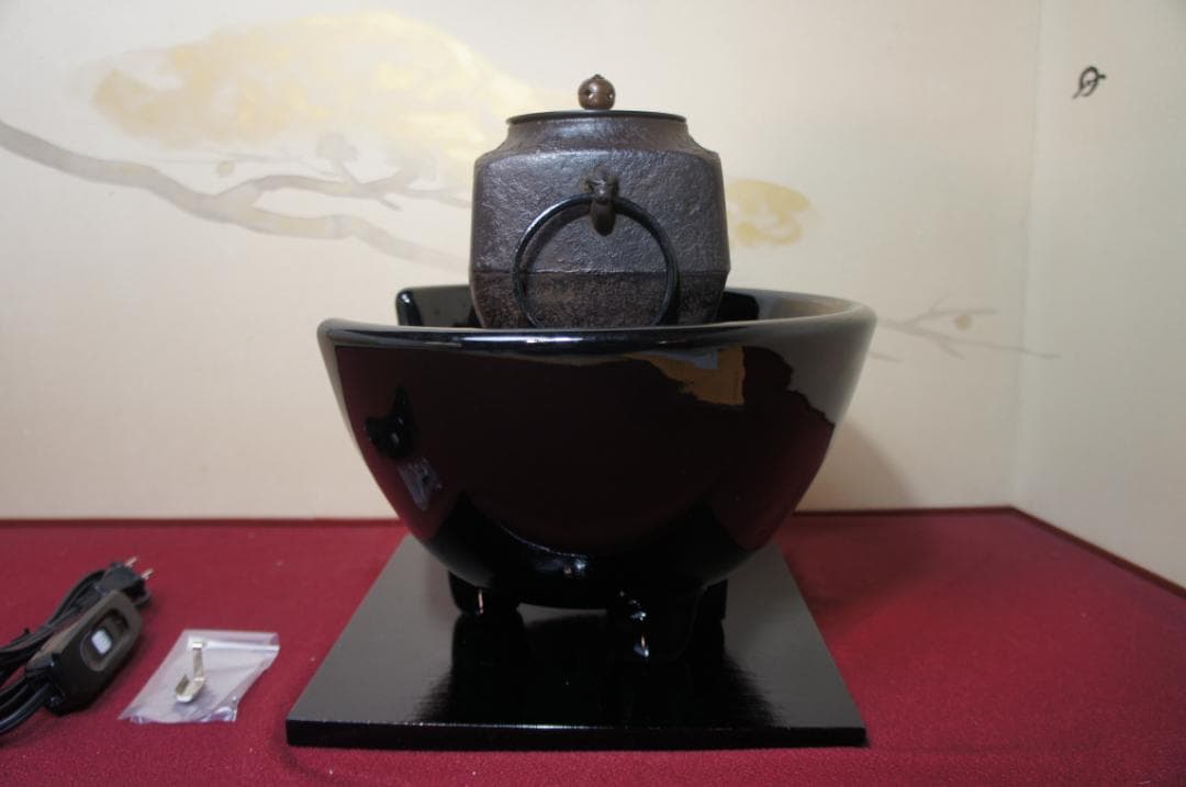 ☆ 未使用 創巧野々田 真塗風炉(紅鉢型)400w電熱器 四方釜他 送料込み