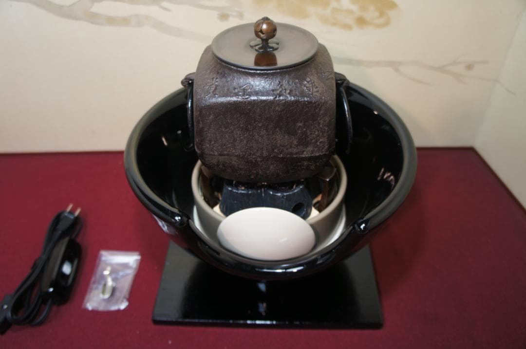 ☆ 未使用 創巧野々田 真塗風炉(紅鉢型)400w電熱器 四方釜他 送料込み