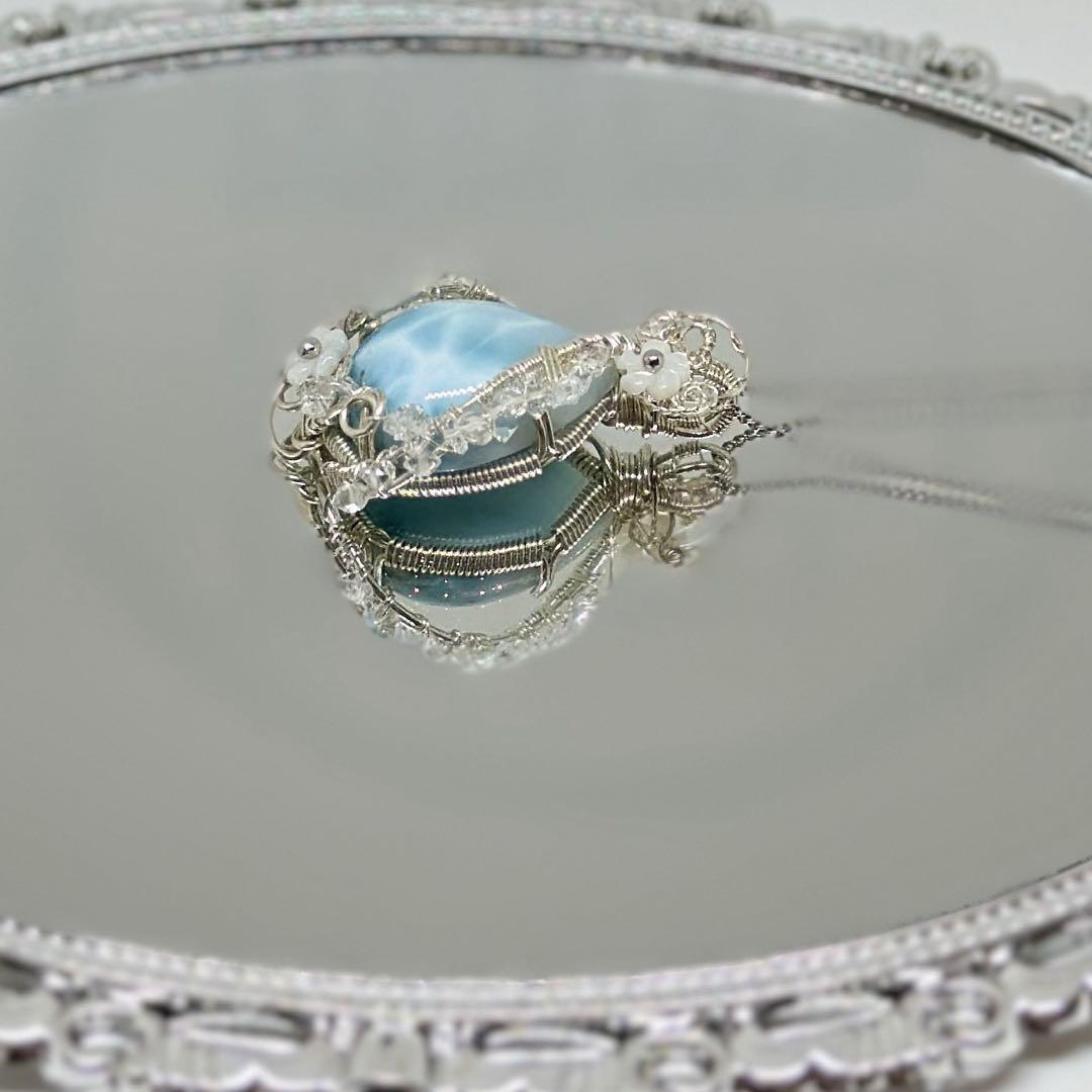 カリブ海の宝物✴︎ラリマーとクリスタルのワイヤージュエリー