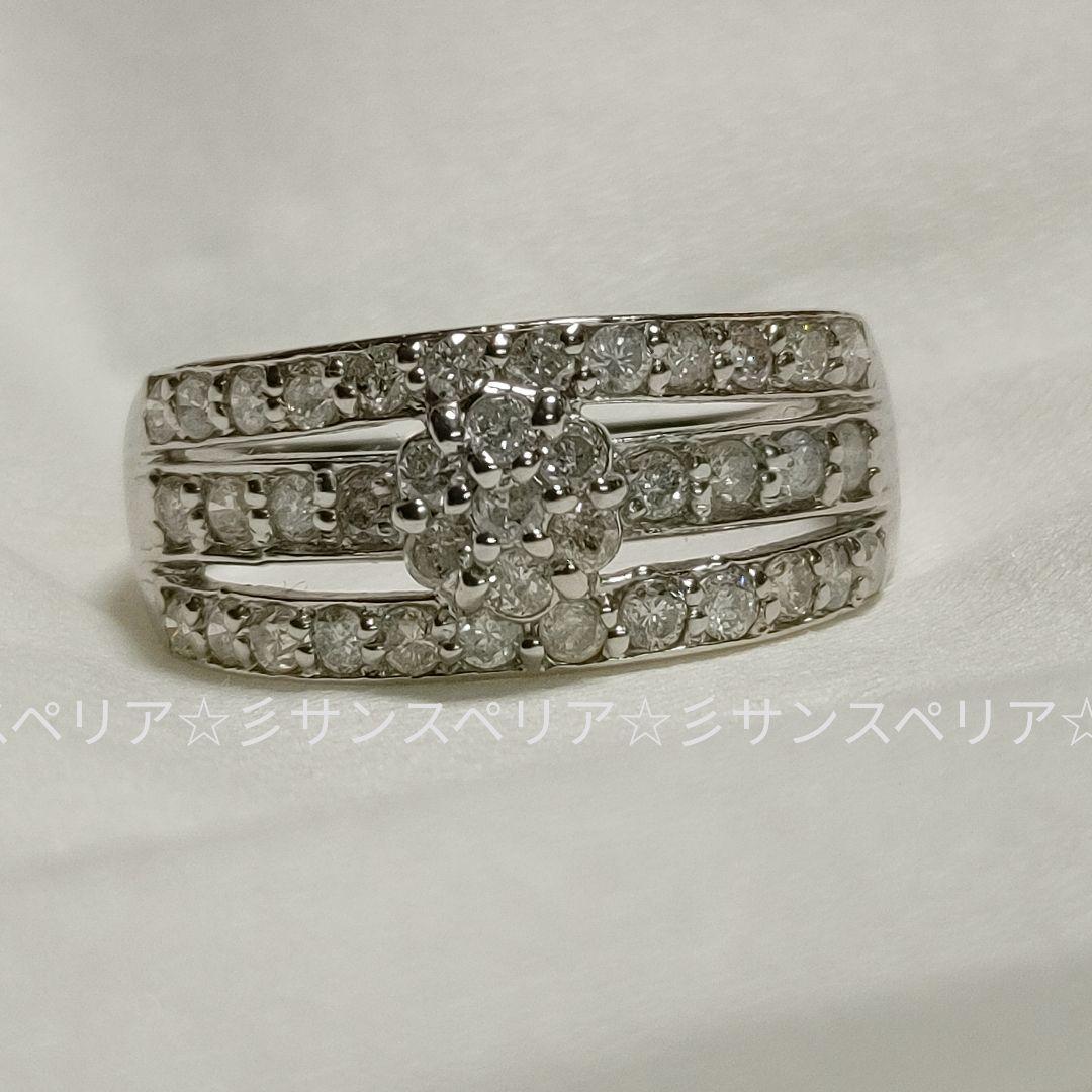 Pt900 ダイヤモンド1.0ct幅広デザインリング