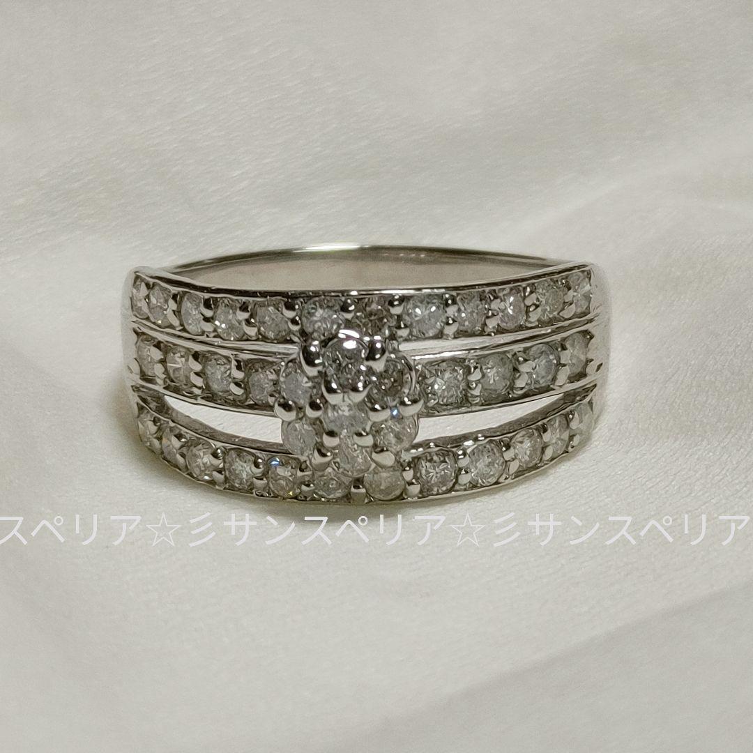 Pt900 ダイヤモンド1.0ct幅広デザインリング