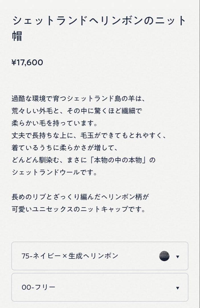 24AW 45Rシェットランドヘリンボンのニット帽 ネイビー系