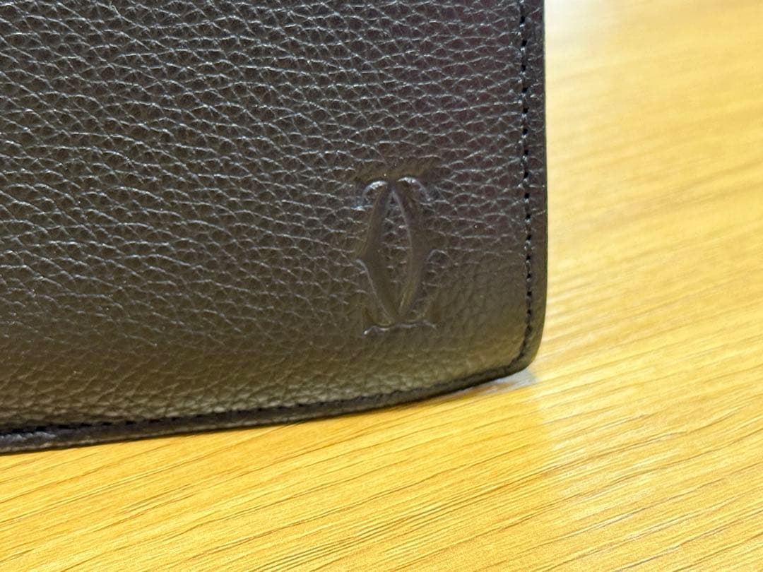 中古美品 Cartier ビジネスバッグ 黒 レザー ブリーフケース 外箱なし