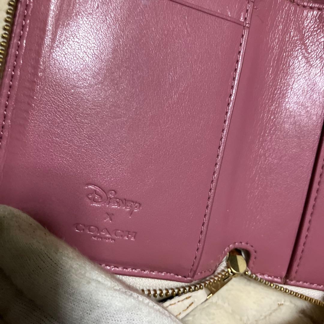 (美品) COACH コーチ　ディズニー　コラボ　ミニー　二つ折り財布