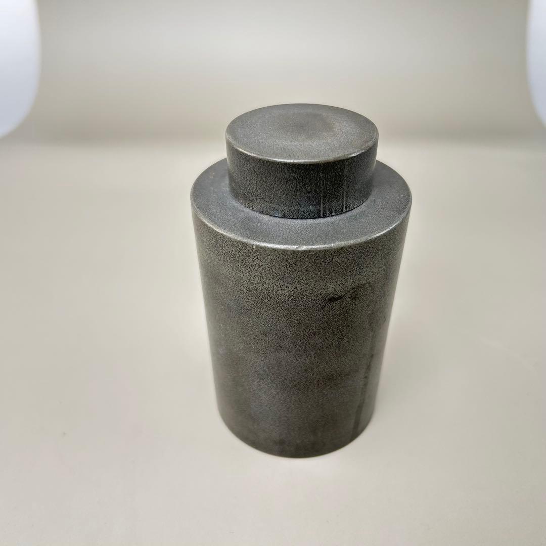 A001龍文堂 純錫 茶筒 茶入れ　茶道具　約284g
