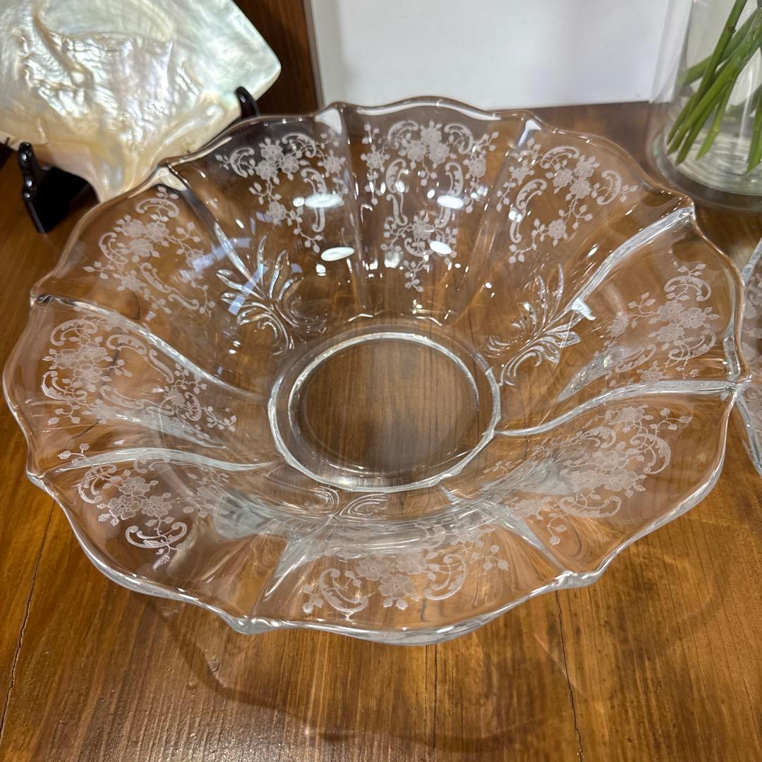 アメリカンアンティーク、フォストリア社　ロマンス　レアな深皿　25cm