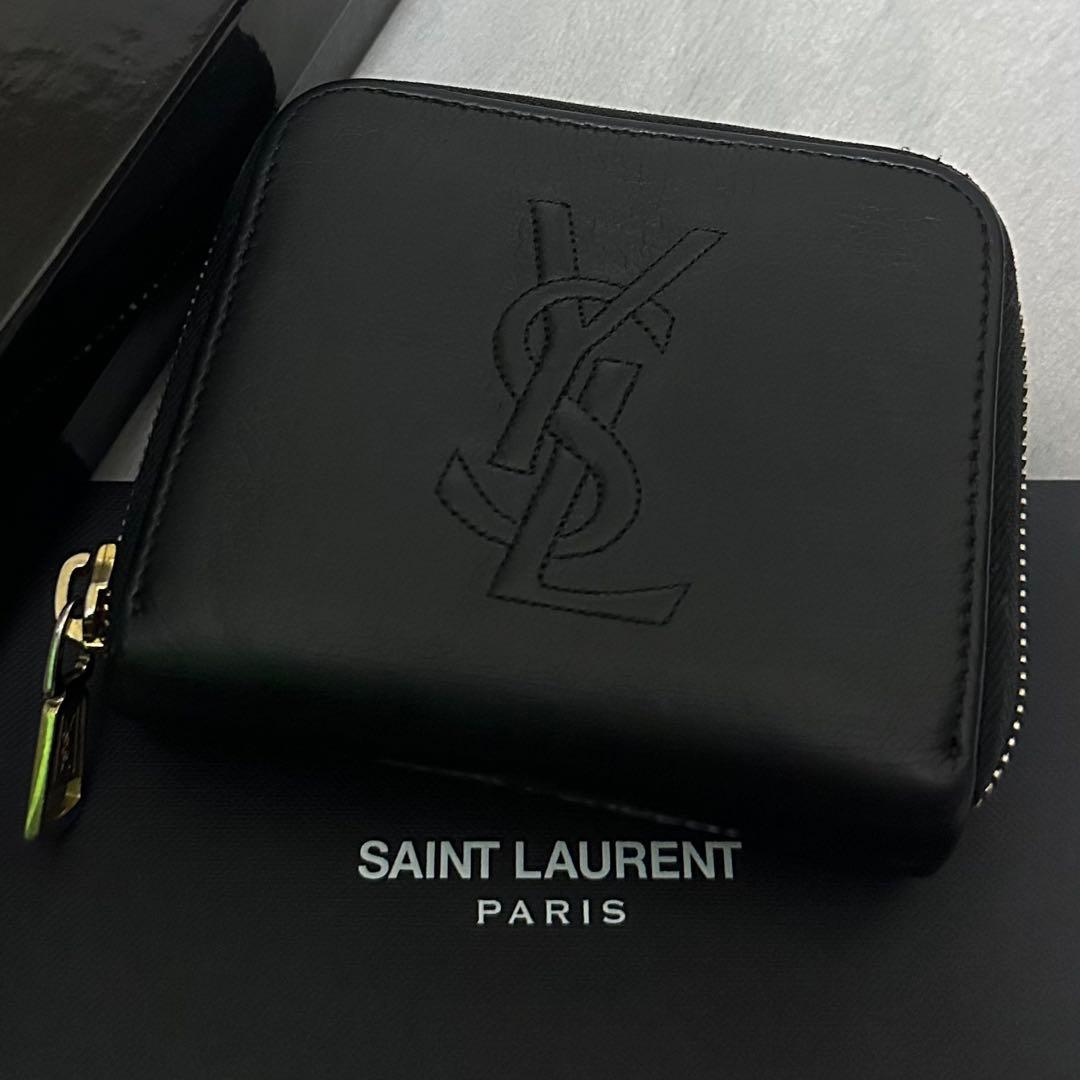 Yves Saint Laurent 折り財布　ラウンドファスナー　カサンドラ