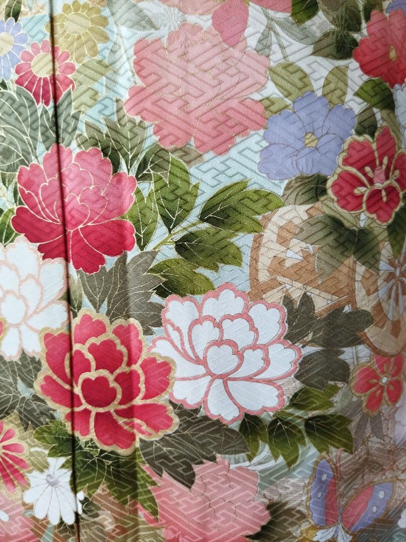 ぷたこ様　427.可憐な振袖7点セット 正絹　フルセット成人式　小田急百貨店誂製