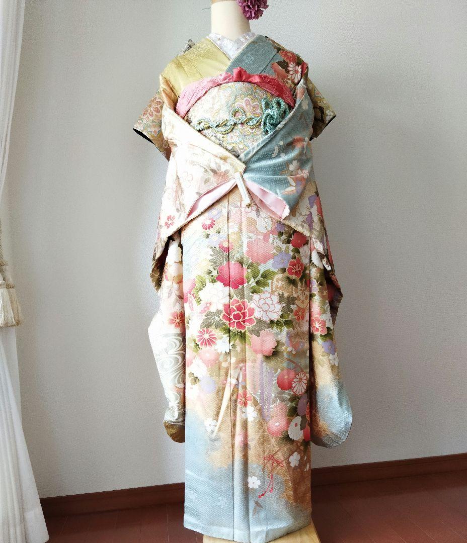 ぷたこ様　427.可憐な振袖7点セット 正絹　フルセット成人式　小田急百貨店誂製