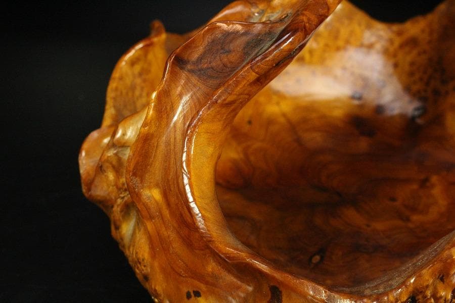 葡萄木 手付 器 木彫 古民具 時代物(K-LC949)