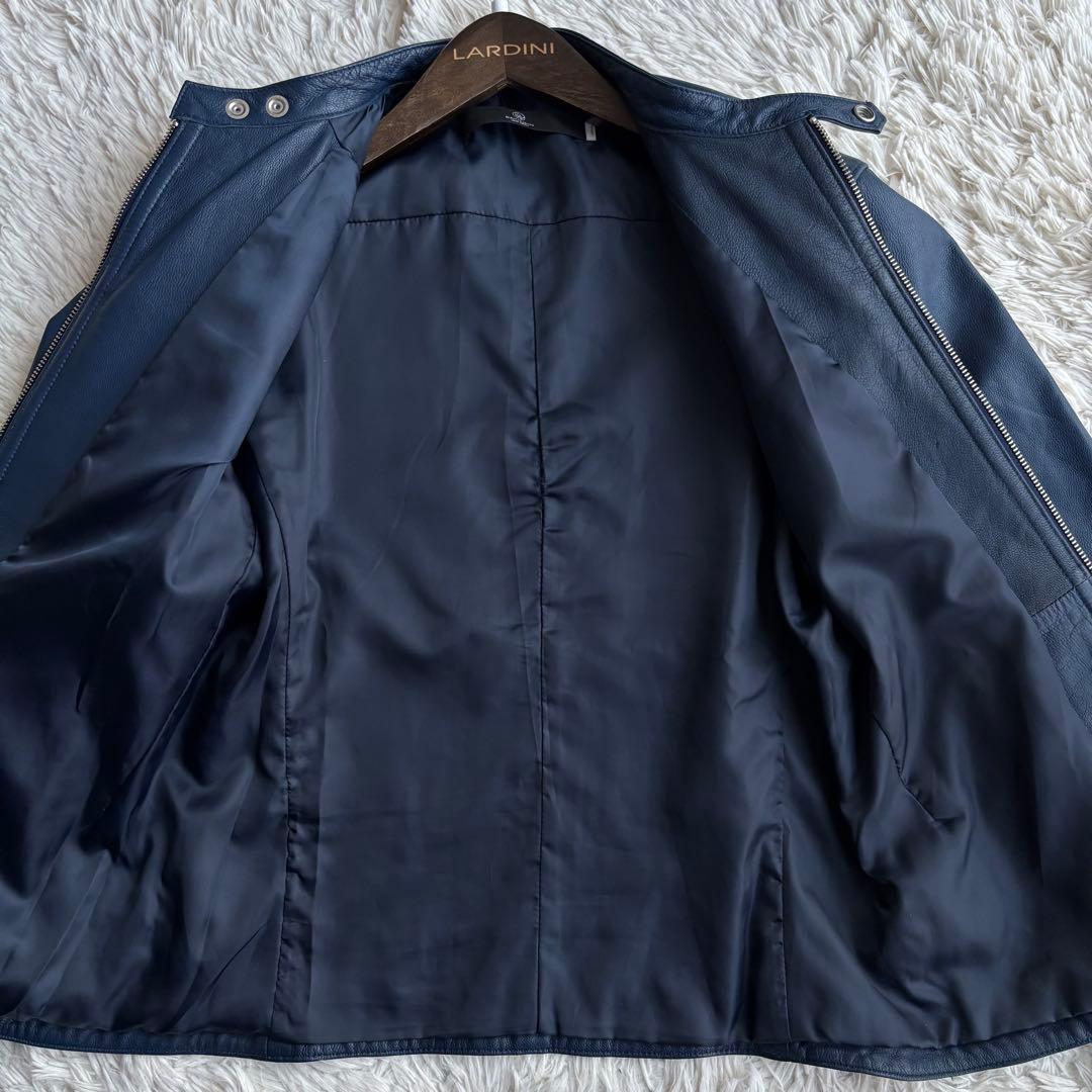 (美品) ユナイテッドアローズ ゴートレザー ライダースジャケット ネイビー