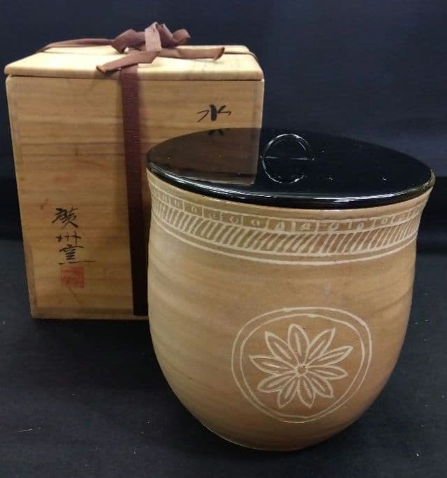茶道具 水指 狂言袴 廣州窯 趙小守 共箱 高麗 韓国