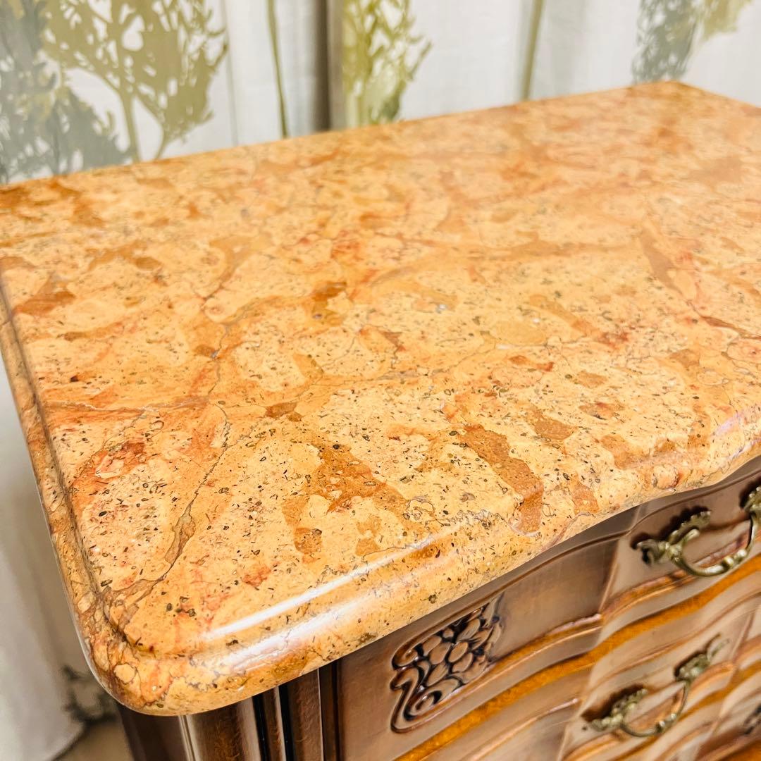 クラウディオ 猫脚 3段チェスト アンティーク イタリア製 大理石 天板