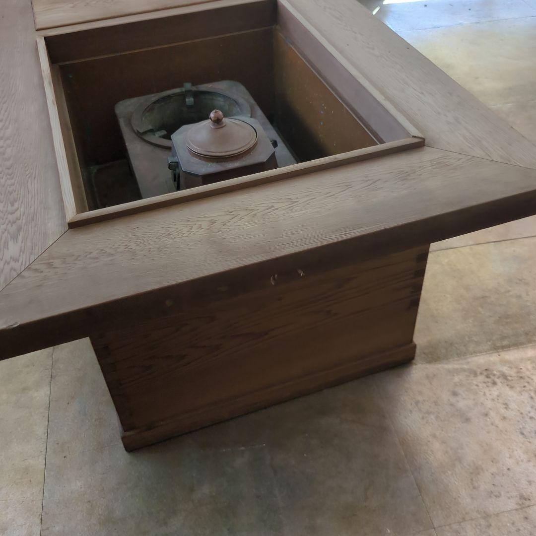 骨董 長火鉢 関西火鉢 ひのき 檜 銅器のどうこう付き 内側銅器 テーブル