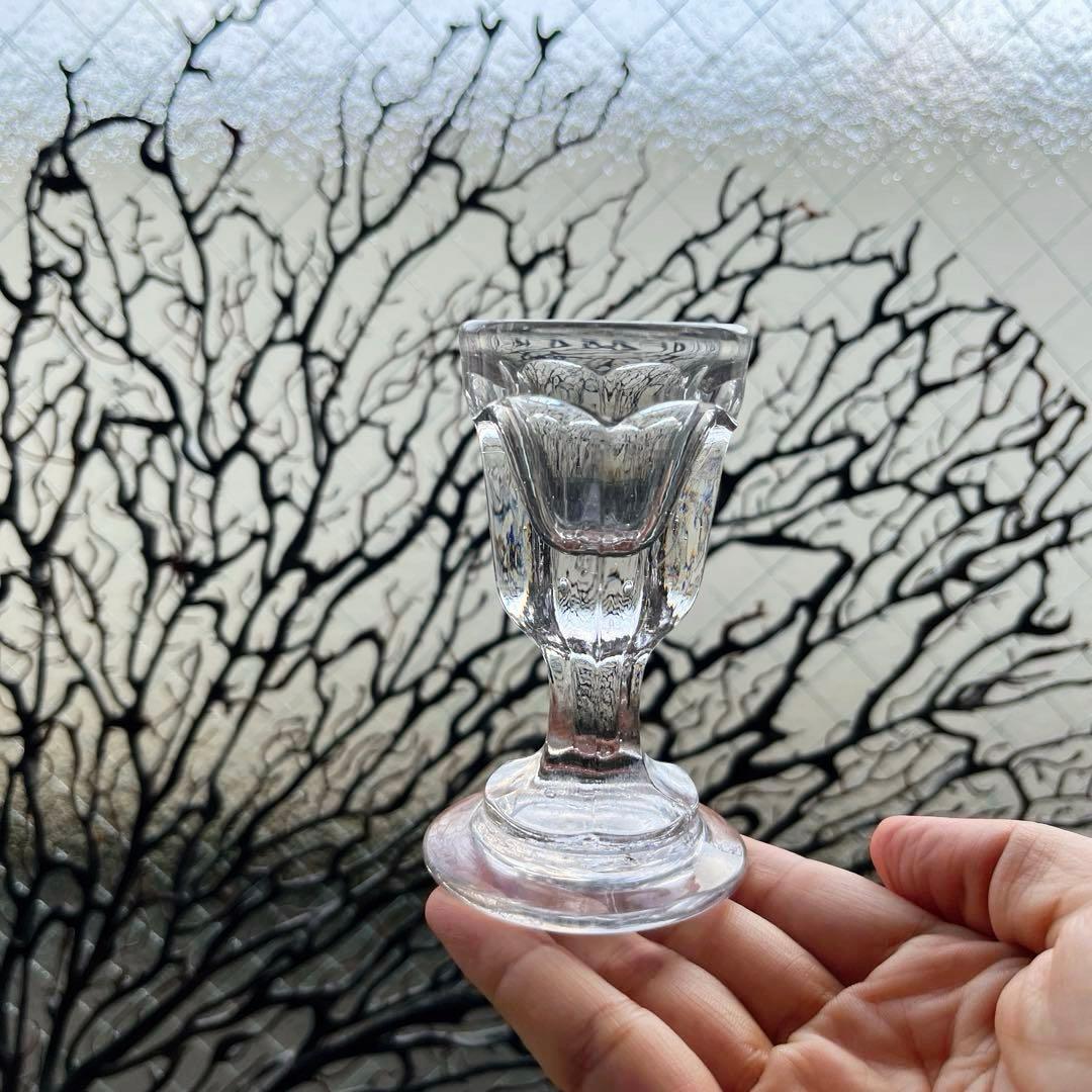 骨董　時代ガラス　厚底　トロンプルイユ　リキュールグラス　盃　酒器　ウラン①