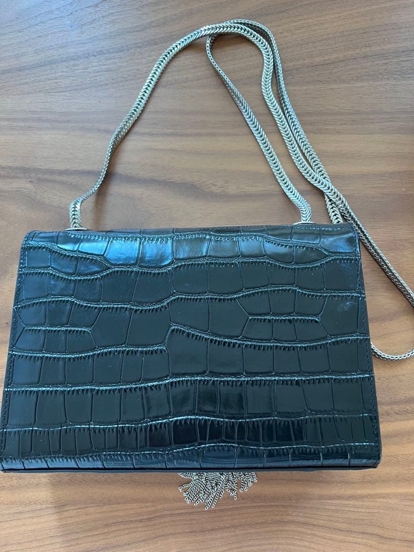 黒　ショルダーバッグ　クロコダイル柄　パーティバッグ