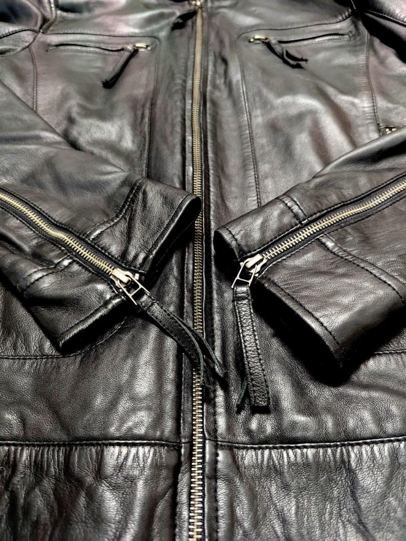 ✨美品✨RIDEZ✨ ブラック レザー シングルライダース　M