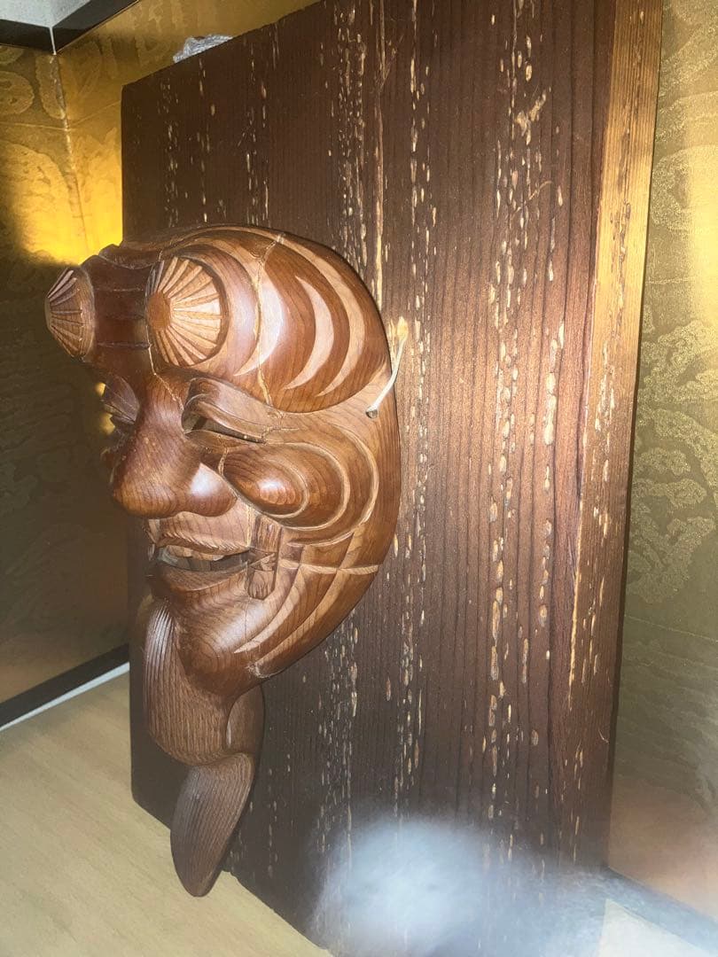 【呪物】怪奇現象を引き起こす能面　木彫り　壁掛け　曰く付き　呪い