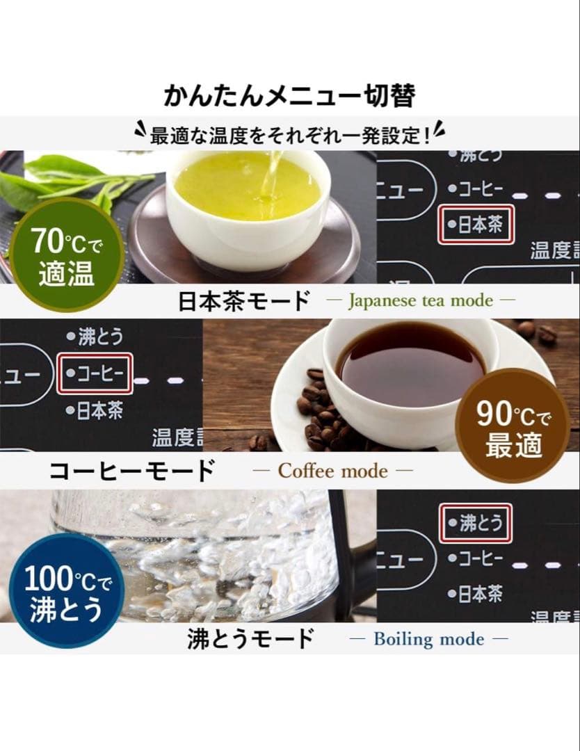 未使用・IRIS OHYAMA (アイリスオーヤマ)ガラス製電気ケトル