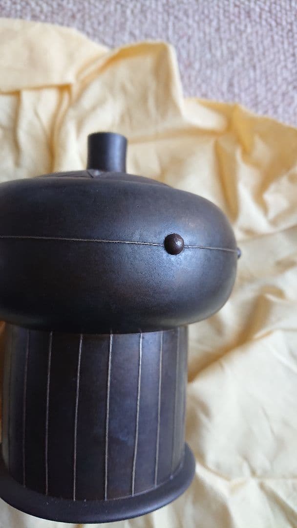 菊銀象巌紋 鋳銅 香炉 彫金師 井波慶州 氏造 共箱入