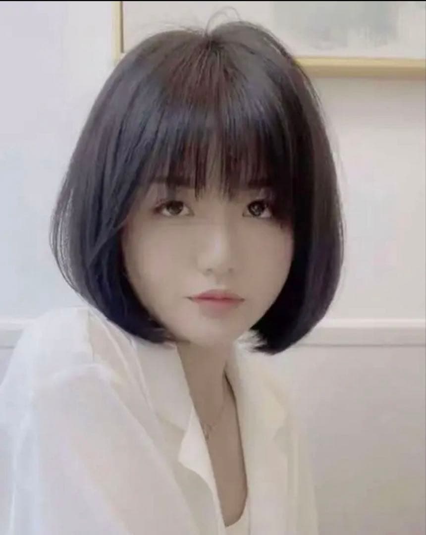 人毛100％☆可愛い ボブ 空気感前髪 ウィッグ かつら GK33