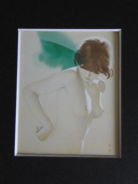 高塚省吾、【髪にかかる弧】、希少な額装用画集より、新品額装付、状態良好