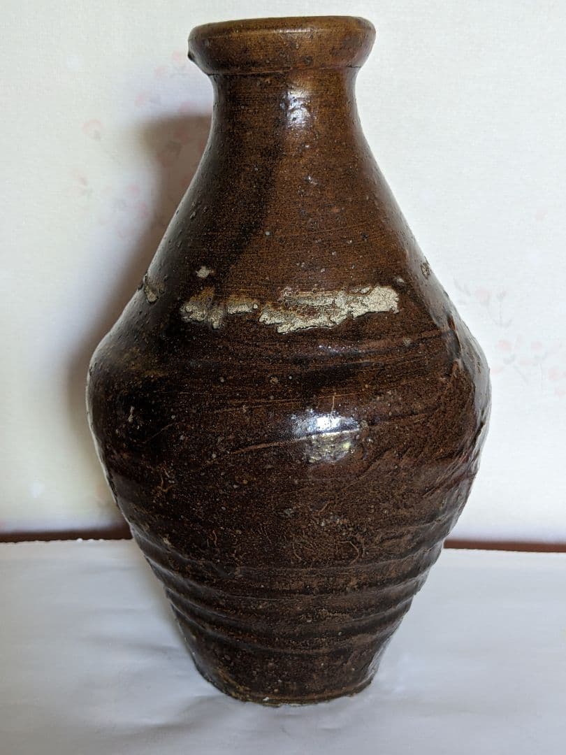 ♦種子島焼 古陶磁 江戸時代 算盤形瓶 花瓶 琉球陶芸 珍物レア物 古美術骨董品