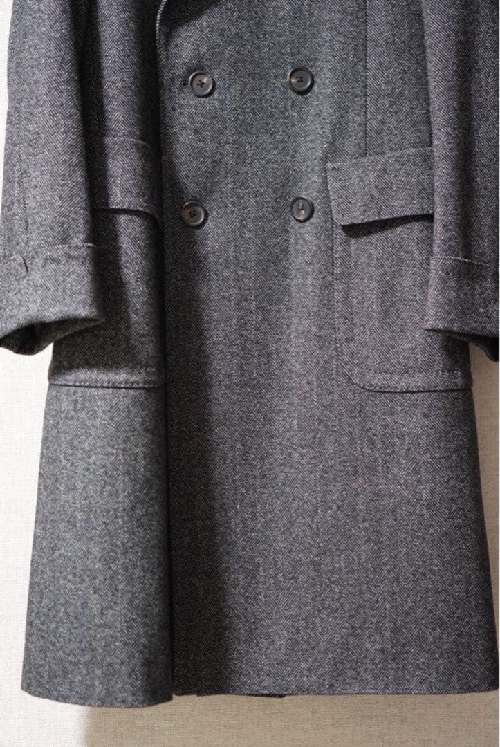 とし LARDINI グレー ヘリンボーン ポロコート 44