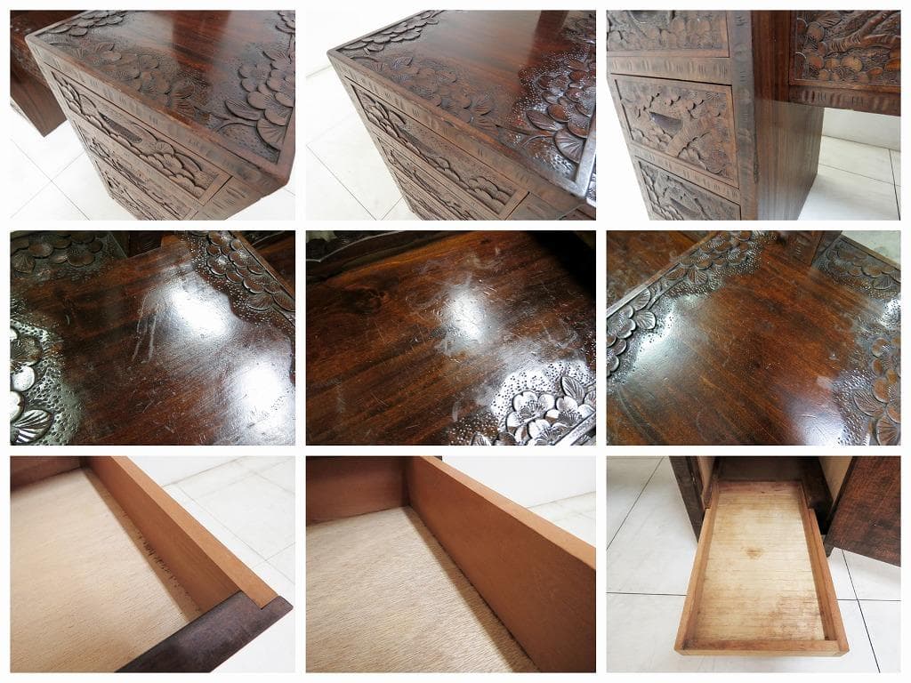 とこ 軽井沢彫 鏡台&スツール セット 桜 さくら彫刻 ドレッサー 化粧