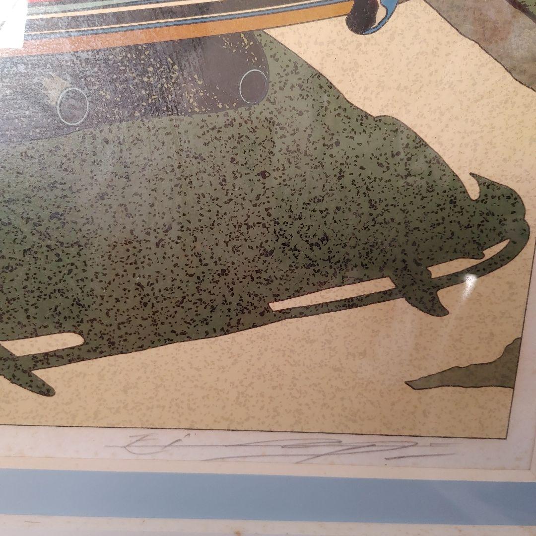 小*ん様 鈴木英人サイン入り 「スピードスターと過ごす正午」 シルクスクリーンア