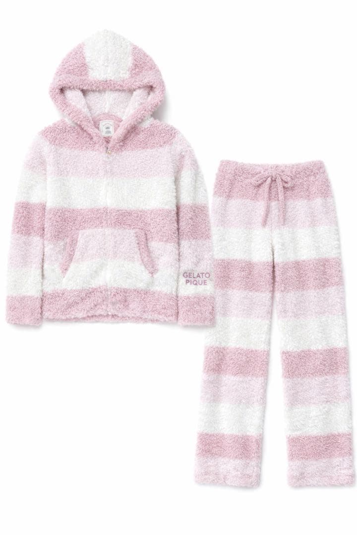 【新品 タグ付き】ジェラートピケ セットアップ ピンク ホワイト ふわもこ上下